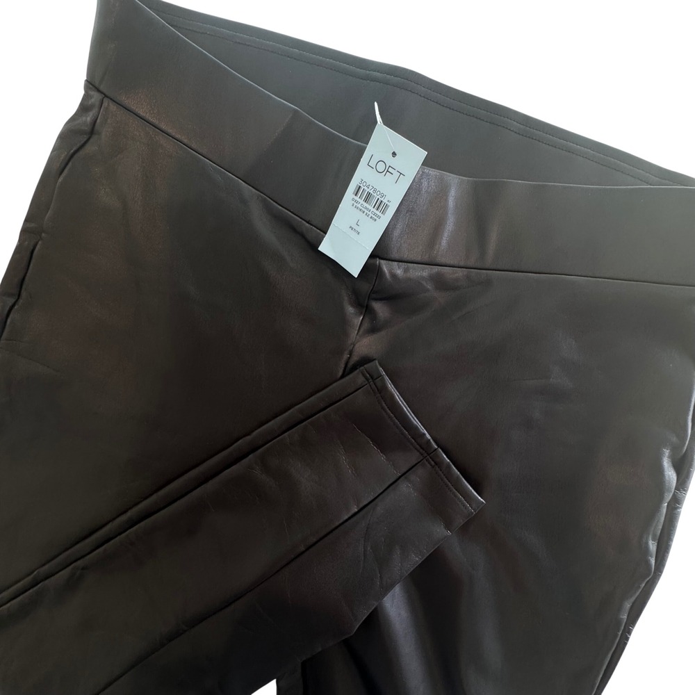 LOFT Faux Leather Leggings‎ Women LP Black Petite Stretch Pull On Pants 30478091
